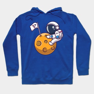 Cute Astronaut On Moon Cartoon Hoodie